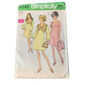 Vintage Simplicity Sewing Pattern 8546 Miss Dress Bolero Sz 16 Bust 38 Retro 60s